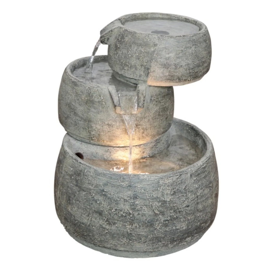 3-Tier and 11.5” Home Classic D LED Garden Quartz x Lightweight Polyresin 15” Indoor/Outdoor Fountain Light, H Cascading Color, with