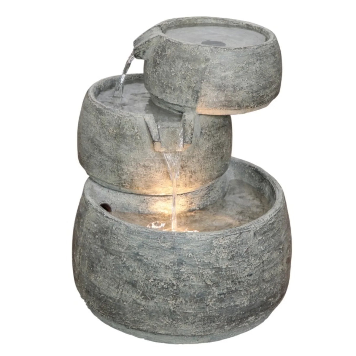 3-Tier and 11.5” Home Classic D LED Garden Quartz x Lightweight Polyresin 15” Indoor/Outdoor Fountain Light, H Cascading Color, with