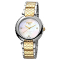 White Mother of Swiss Pearl Bracelet Quartz Watch with Two Tone Womens Made Gold Dial