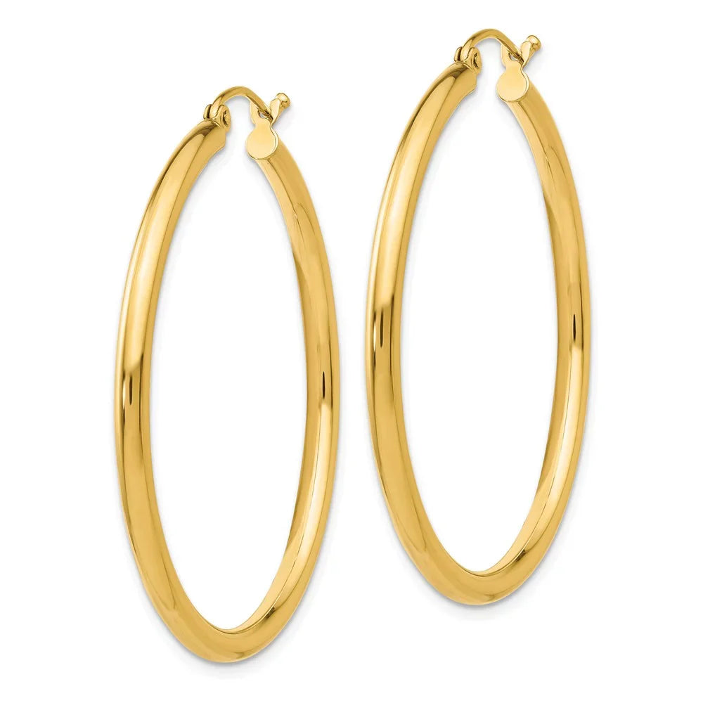 Women for Earrings; 2.5mm Tube Yellow and Hoop for and Adults 14kt Gold Polished Men Teens; Lightweight Real