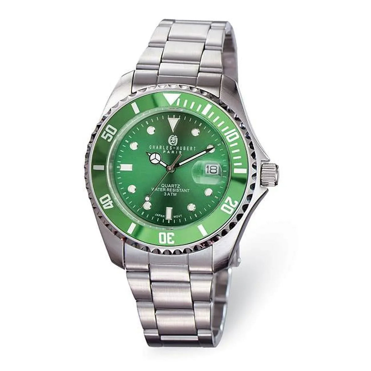 Charles Dial Green Finest Hubert Stainless Gold Steel Watch