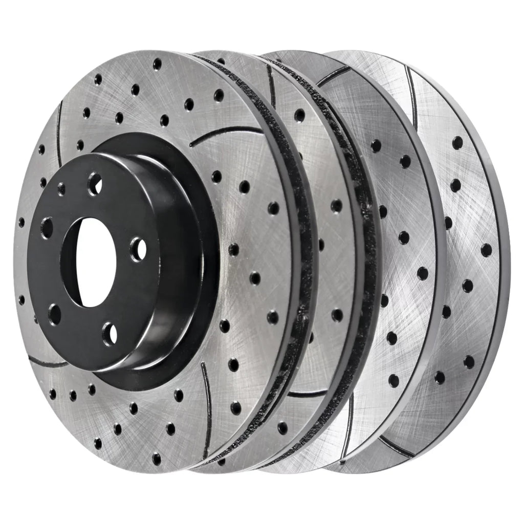 and 2.5L 4 Set 2.0L 2018 Black 2022 AutoShack FWD 2017 BRKPK200 Rotors 2016 CX-5 2019 Rear AWD Slotted Mazda Brake for Replacement 2020 2021 Drilled of Front