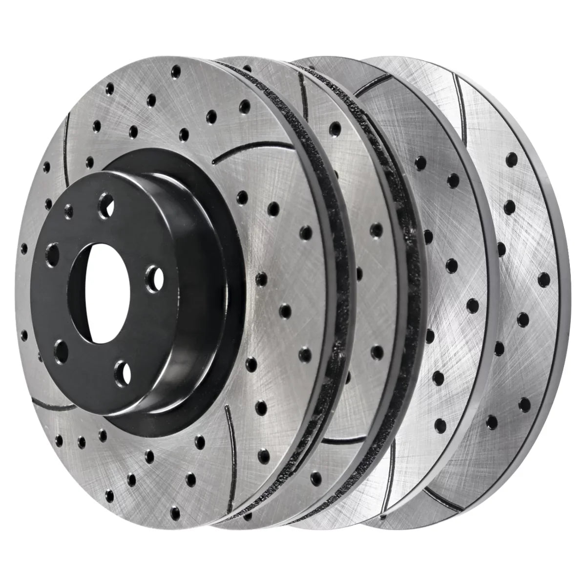 and 2.5L 4 Set 2.0L 2018 Black 2022 AutoShack FWD 2017 BRKPK200 Rotors 2016 CX-5 2019 Rear AWD Slotted Mazda Brake for Replacement 2020 2021 Drilled of Front