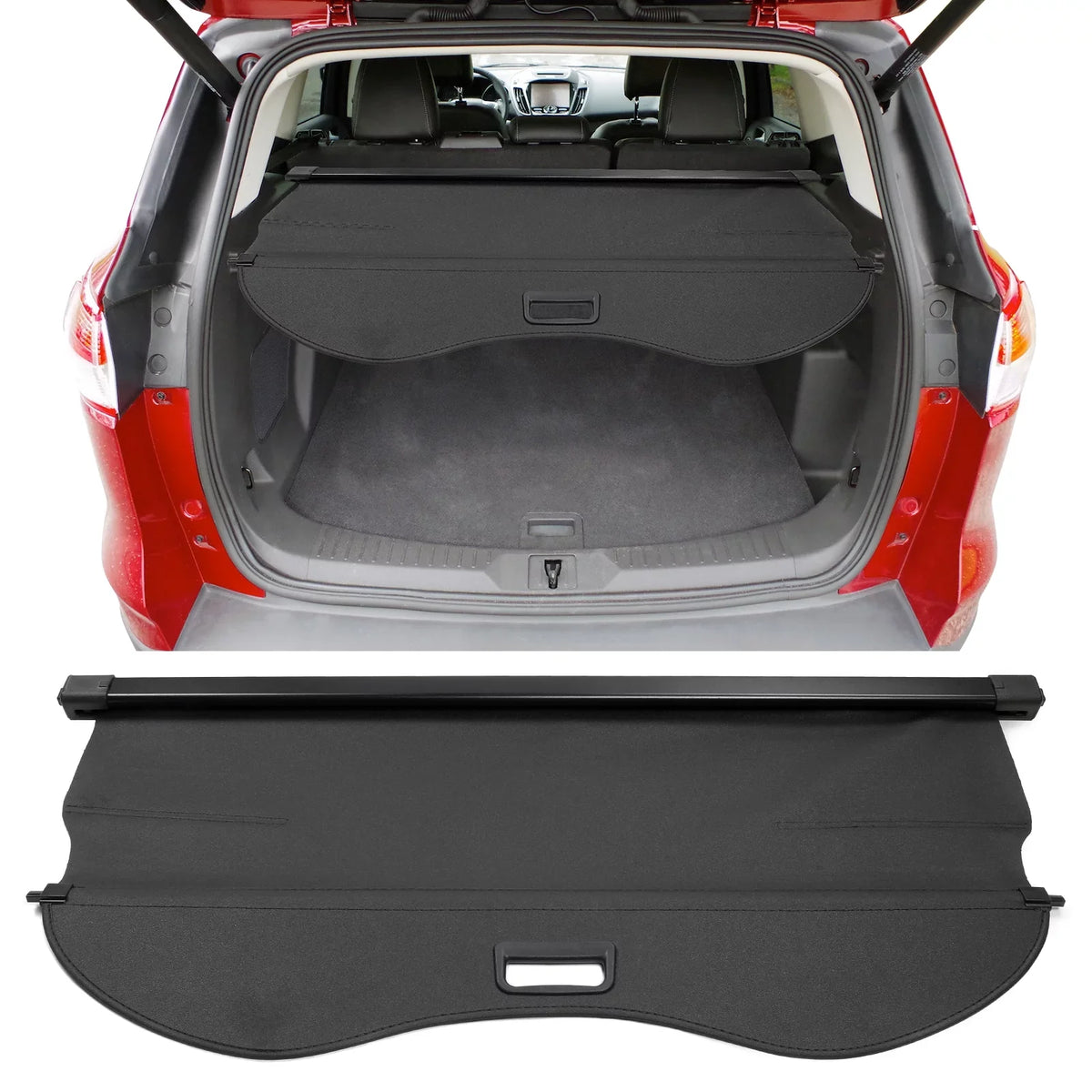Security Retractable Models Compatible Motorsports PVC Black 2013-2019 All Aluminum Trunk Cover & Cover Ford Rear Cargo Ikon Shield Security With Rod Escape