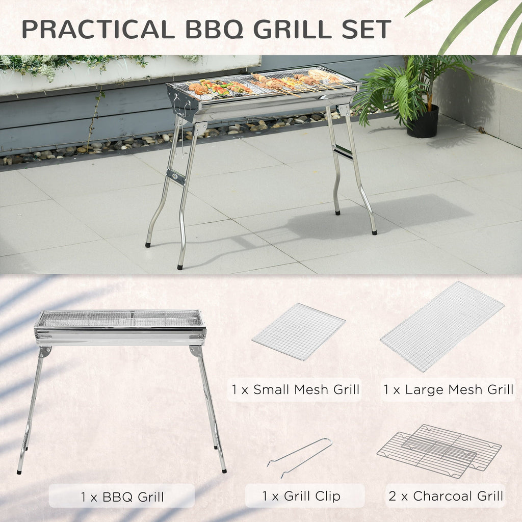 BBQ Picnic,Party Steel Charcoal Portable Folding Rack HQZX Grill Grill Outdoor for Grill,Stainless