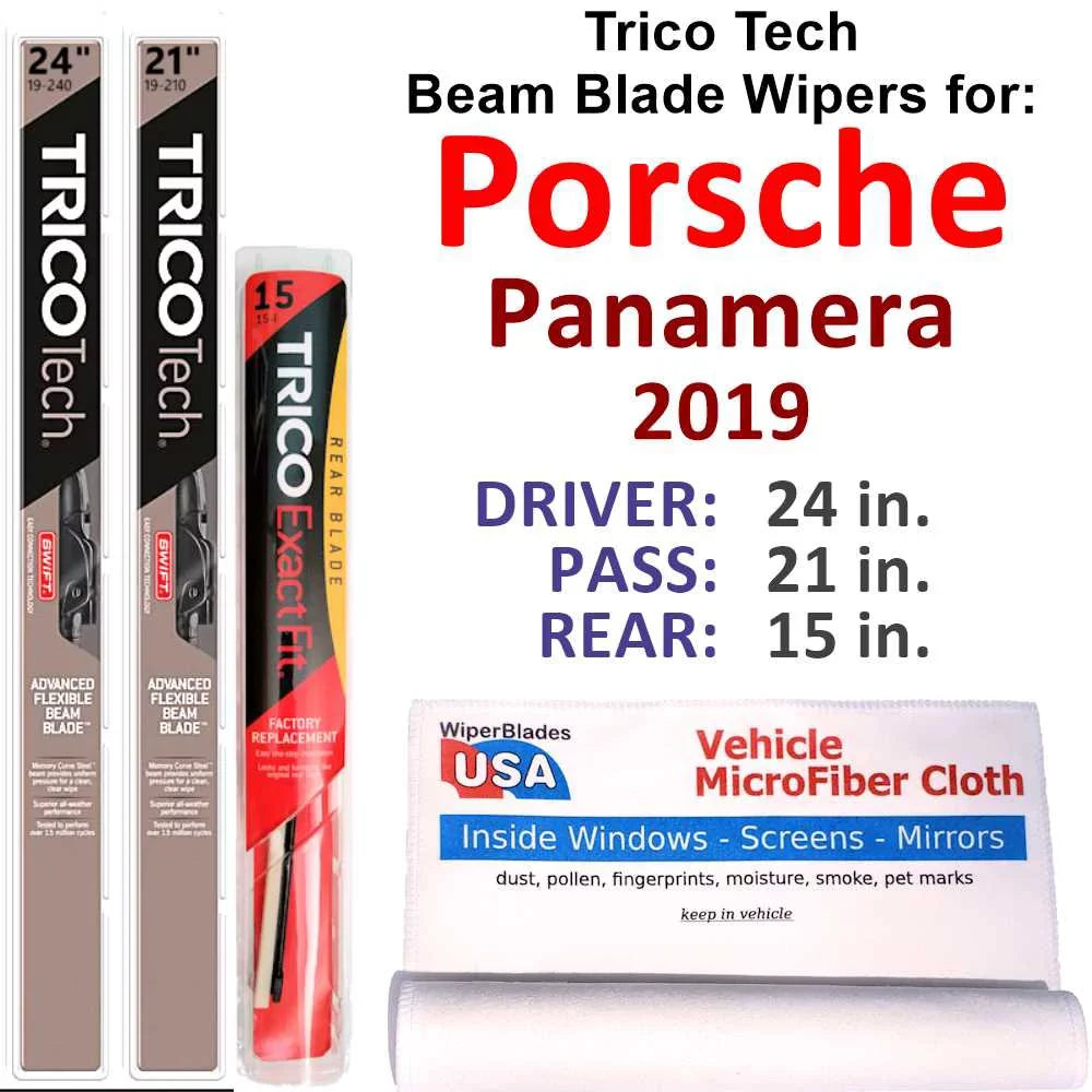 Beam Porsche Panamera 2019 Sport (Set w/Rear 3) Wipers Turismo Wiper Turbo of Blade
