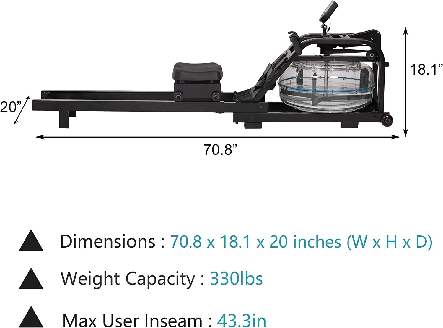 Water Rowig LCD Body Gym With Adjustable Moitor For Traiig Home Exercise Rower Resistace Whole Equipmet Water Machie Idoor