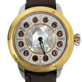 New) (Like Eye Spinel Clock Black Topaz SS Quartz FENDI Fendi Fashionable Colors Watch Enamel 3 Brown Women's Belt Shine Pre-Owned Shell
