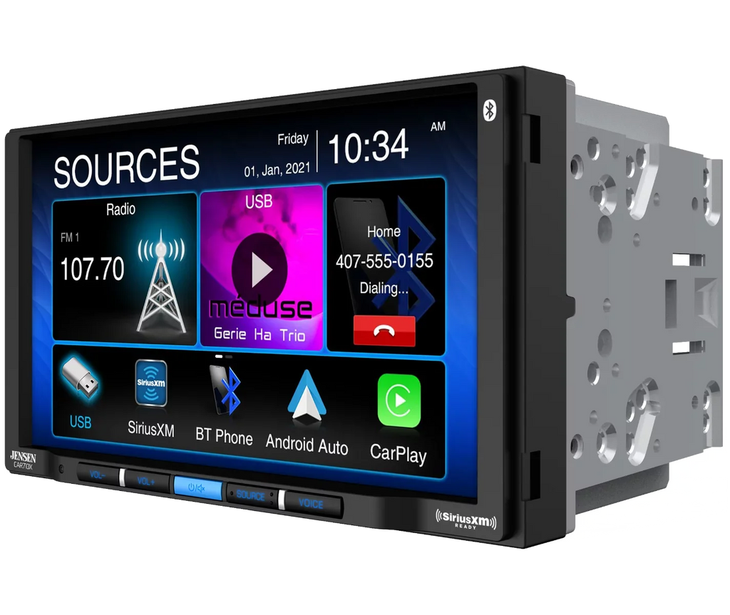 Android Power (60W Apple Auto x 4) 240 l l Mechless l CarPlay Bluetooth Multimedia with SiriusXM-Ready l Watts 7” CAR710X Receiver Built-in Jensen MOSFET