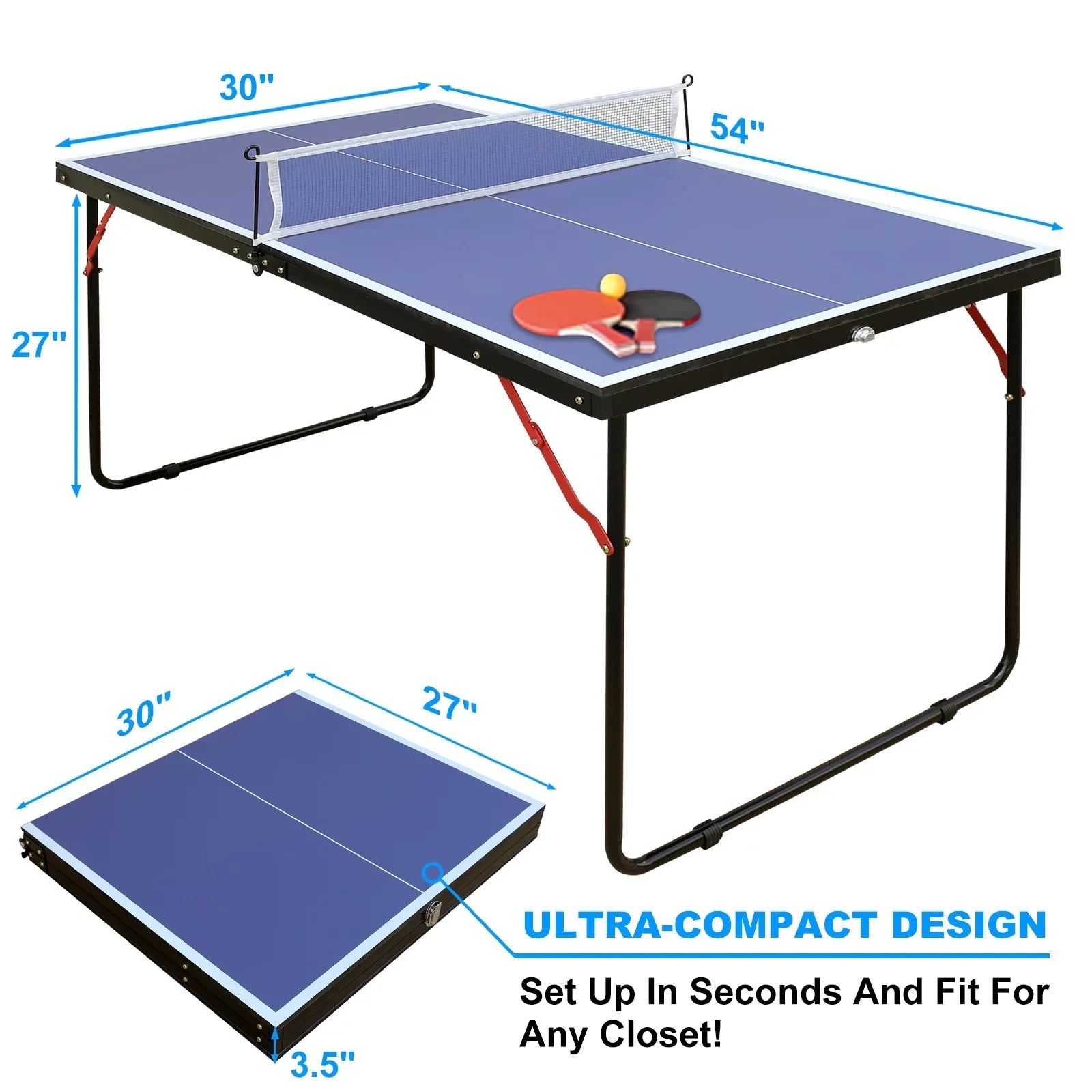 Tennis 2 Midsize Tennis Table & Foldable for and Table Table Adults Kids, Net, Tennis Set, Paddles 3 Indoor Table Table Portable Pong Ping Balls Outdoor with Table