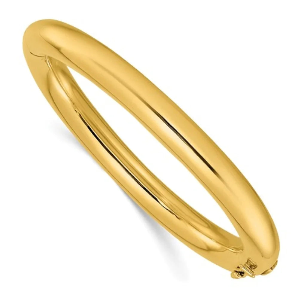 Auriga Hinged Polished Gold Men Yellow Bangle 8mm 14k for