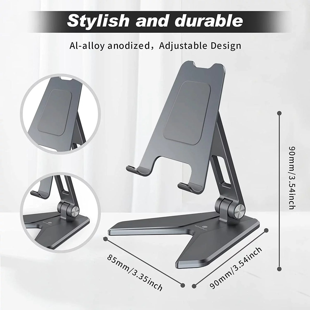 Compatible Fatigue 4-8'' Stand Phone Can (Grey) Mobile Pain, Desktop Aluminum Neck Accessories Foldable and with Holder, All Reduce Phones, Thickened Mobile Desktop Stand iPhone,
