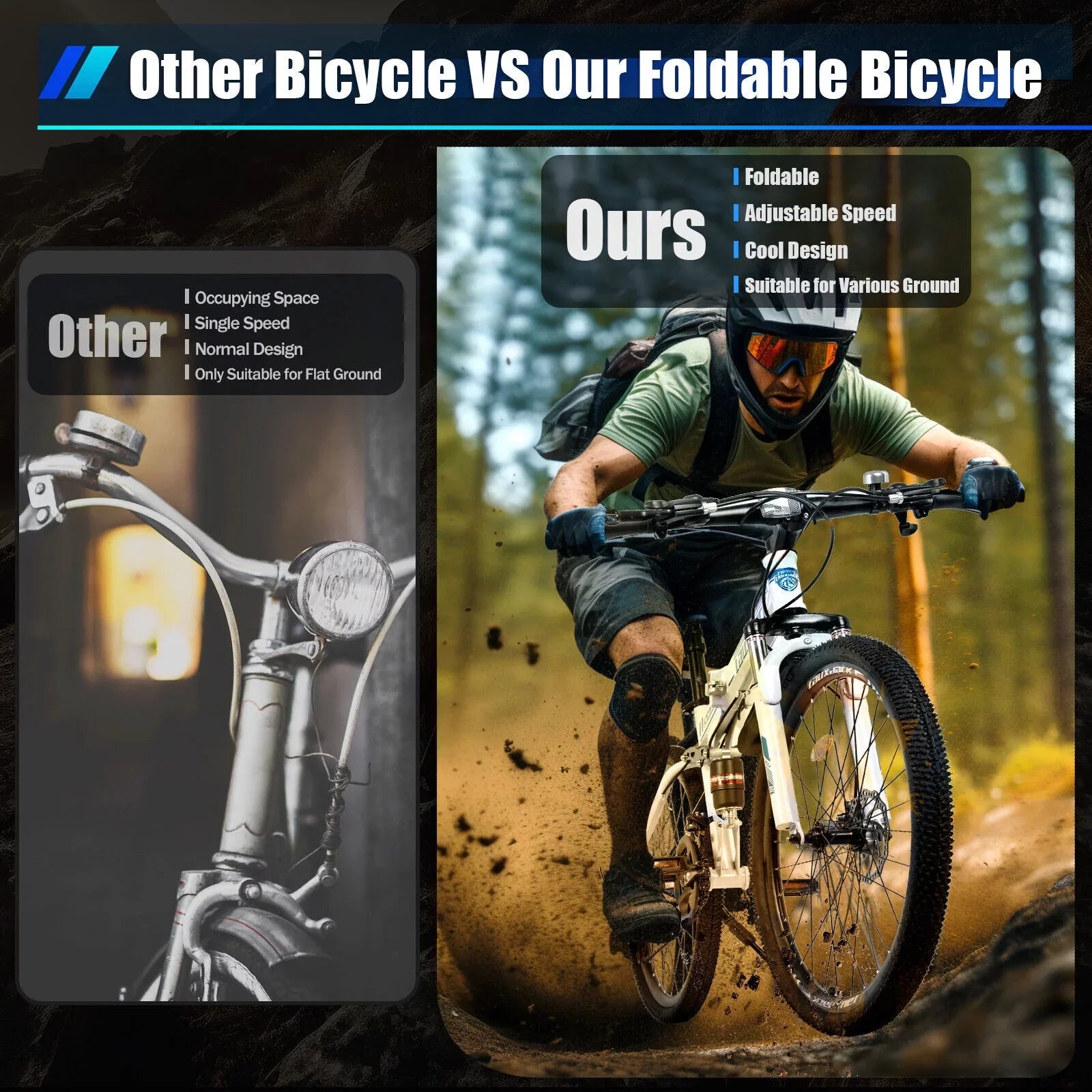Disc Brake Bicycle Bike Bikes 26" MTB Mountain Folding Speed 21 SHZICMY Dual Men School