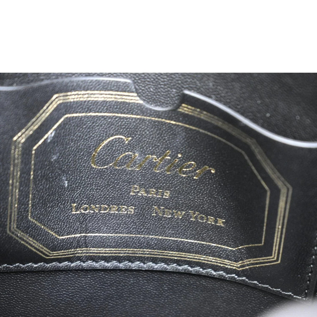 Calfskin Handle Top Mini Leather Black CARTIER Bag Satchel Guirlande Pre-owned