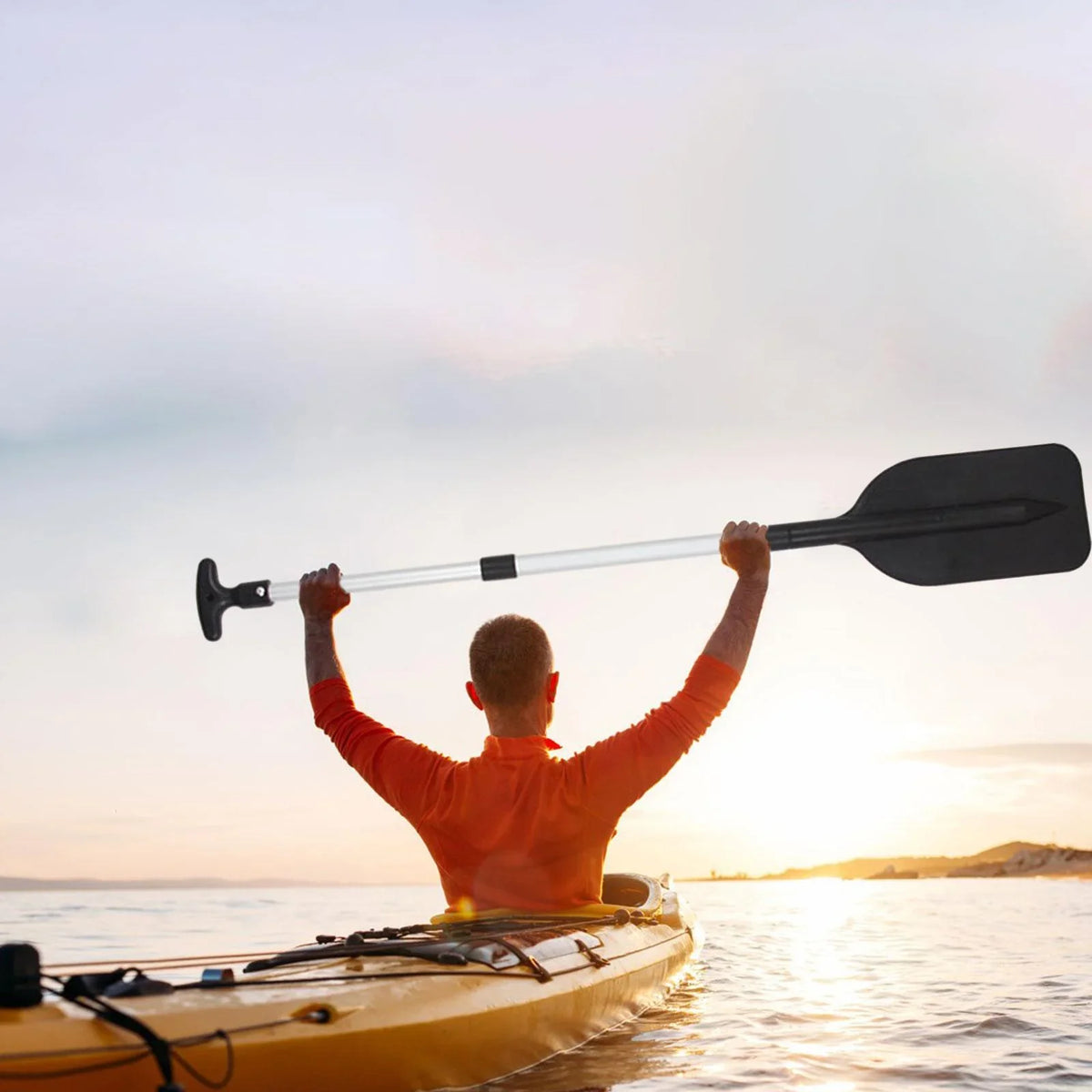 funtasica Boat Boat Oars Canoe Float for Paddle Sports Beginners Outdoor Canoeing Flexible Durable Black Paddle Activities Kayaking