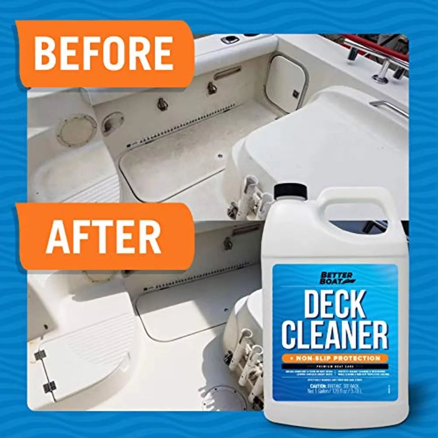 Marine Floor Stick Aluminum Boat Gallon Fiberglass Vinyl Cleaner Clean & Cleaner for Deck to Sealant Skid Surface, Grade Supplies Composite Cleaner Plastic, Soap Non Boat Anti Cleaning Hull Wash Boat