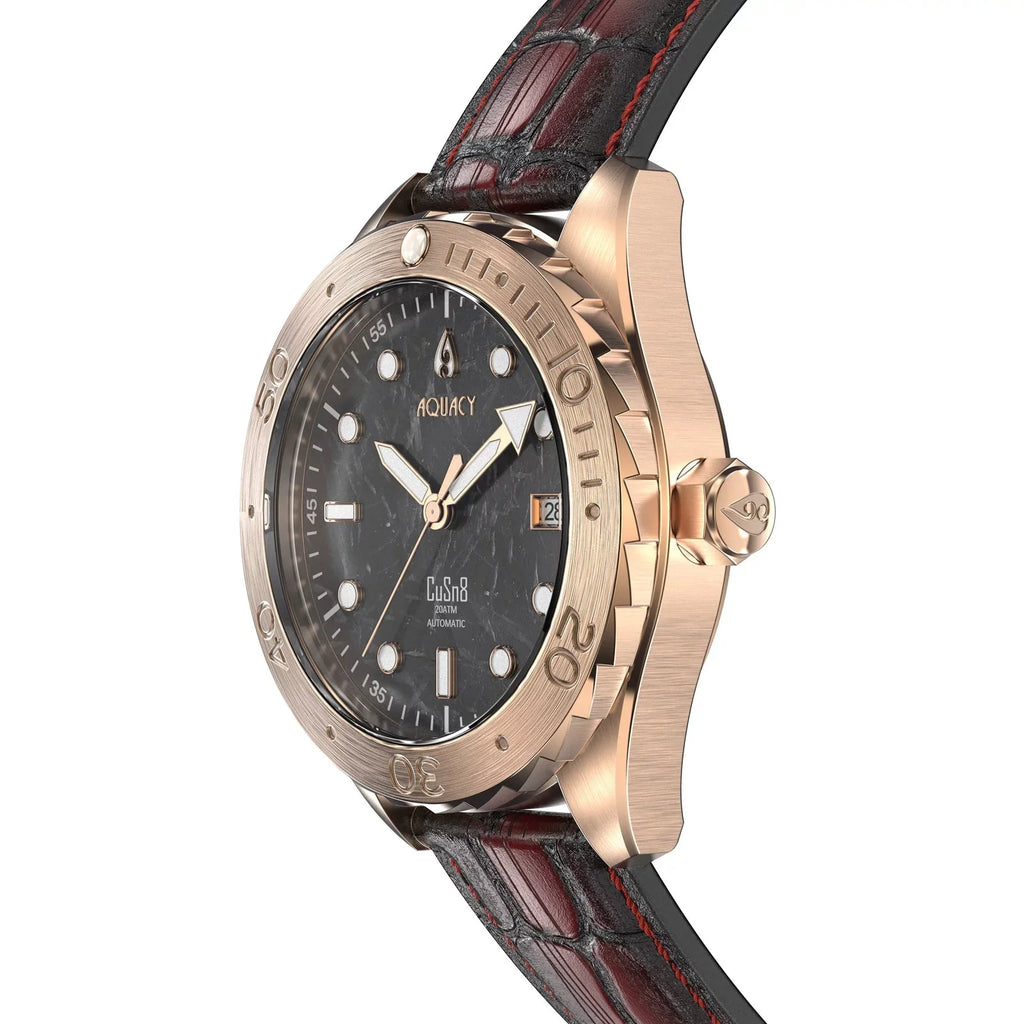 Dive Water Swimming Wrist 120 BR.BKM.8215.L 316L Men Automatic Back CuSn8 Uni-Directional - Marble Stainless Aquacy Case - Screw - click Watches Bronze Resistance Down Watch Diver 200M For Bezel