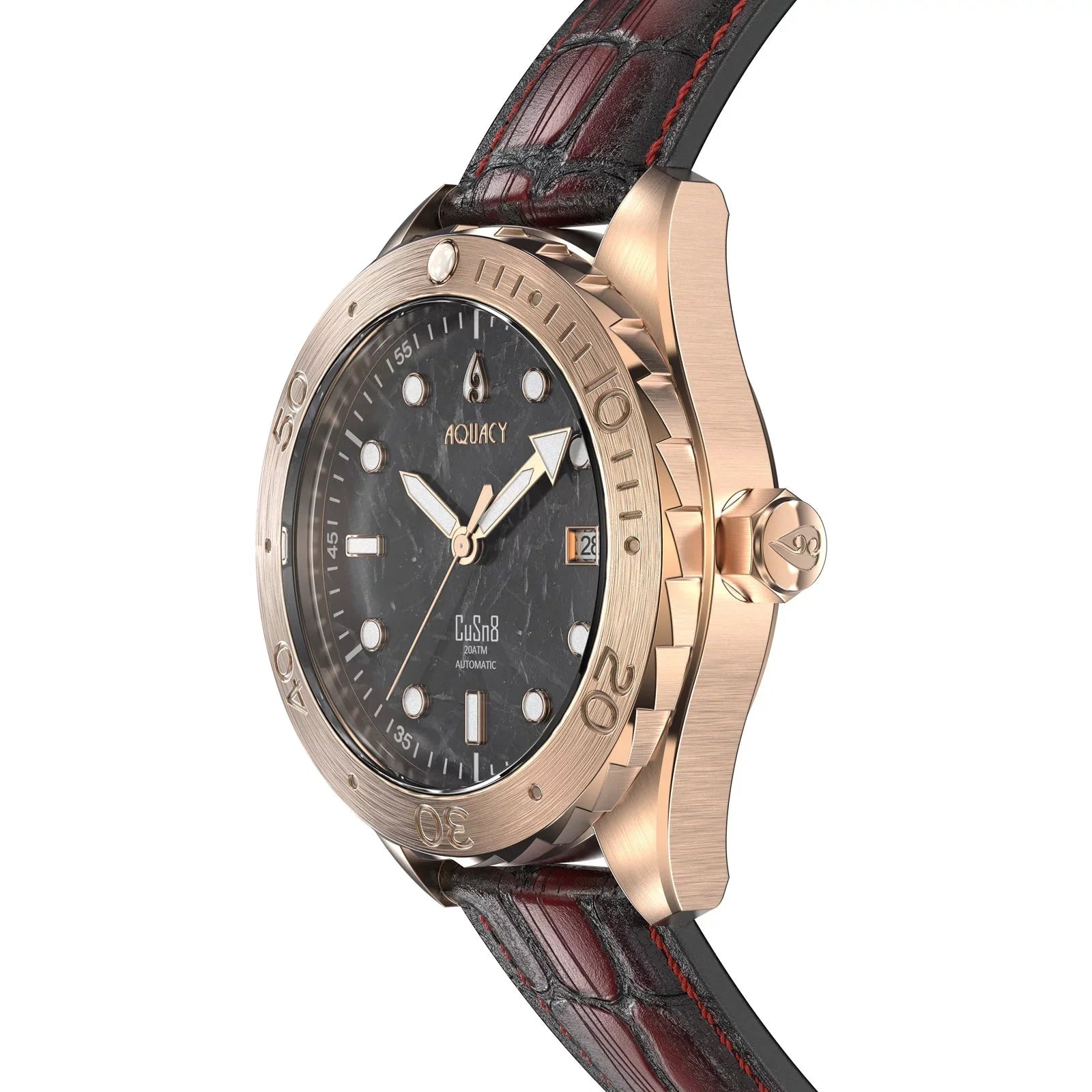 Dive Water Swimming Wrist 120 BR.BKM.8215.L 316L Men Automatic Back CuSn8 Uni-Directional - Marble Stainless Aquacy Case - Screw - click Watches Bronze Resistance Down Watch Diver 200M For Bezel