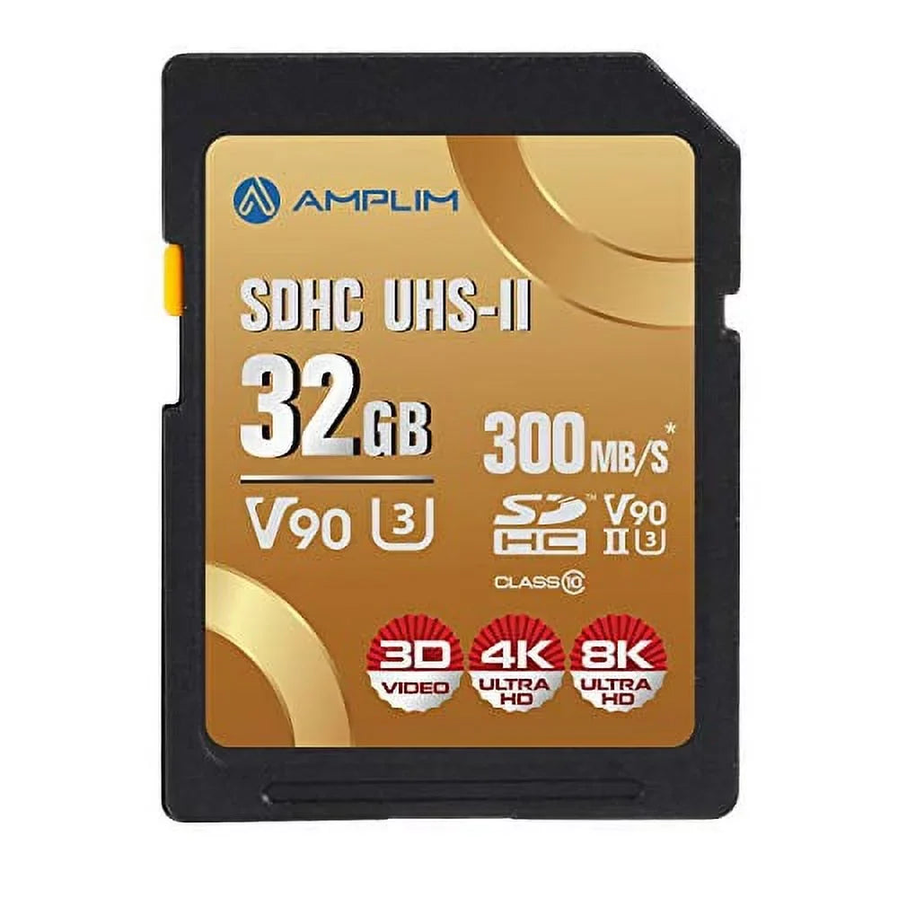 Extreme High UHS-II 8K SD Speed V90 Video UHD 4K Card for Camcorder SDXC 32GB Amplim Camera