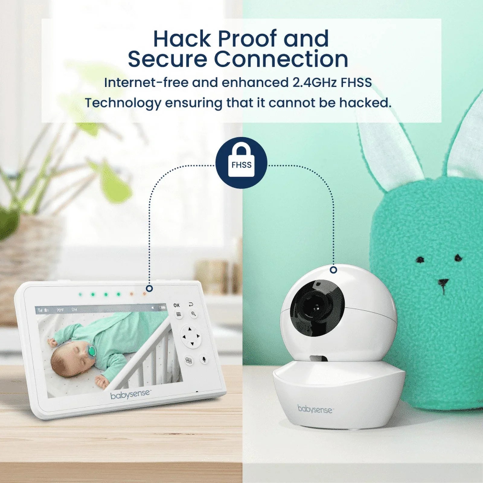 Two-Way Vision, Video Light Babysense with Screen Monitor, 4.3" Split Display Talk, & 2 PTZ Cameras, Long Range, Night V43 Baby