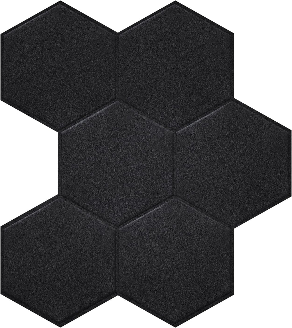 Real and Self Matte Black Tiles Bathroom(11.57''x10.35'',10-Sheet) Hexagon Big Adhesive 3D Stick Kitchen Peel PET Backsplash for