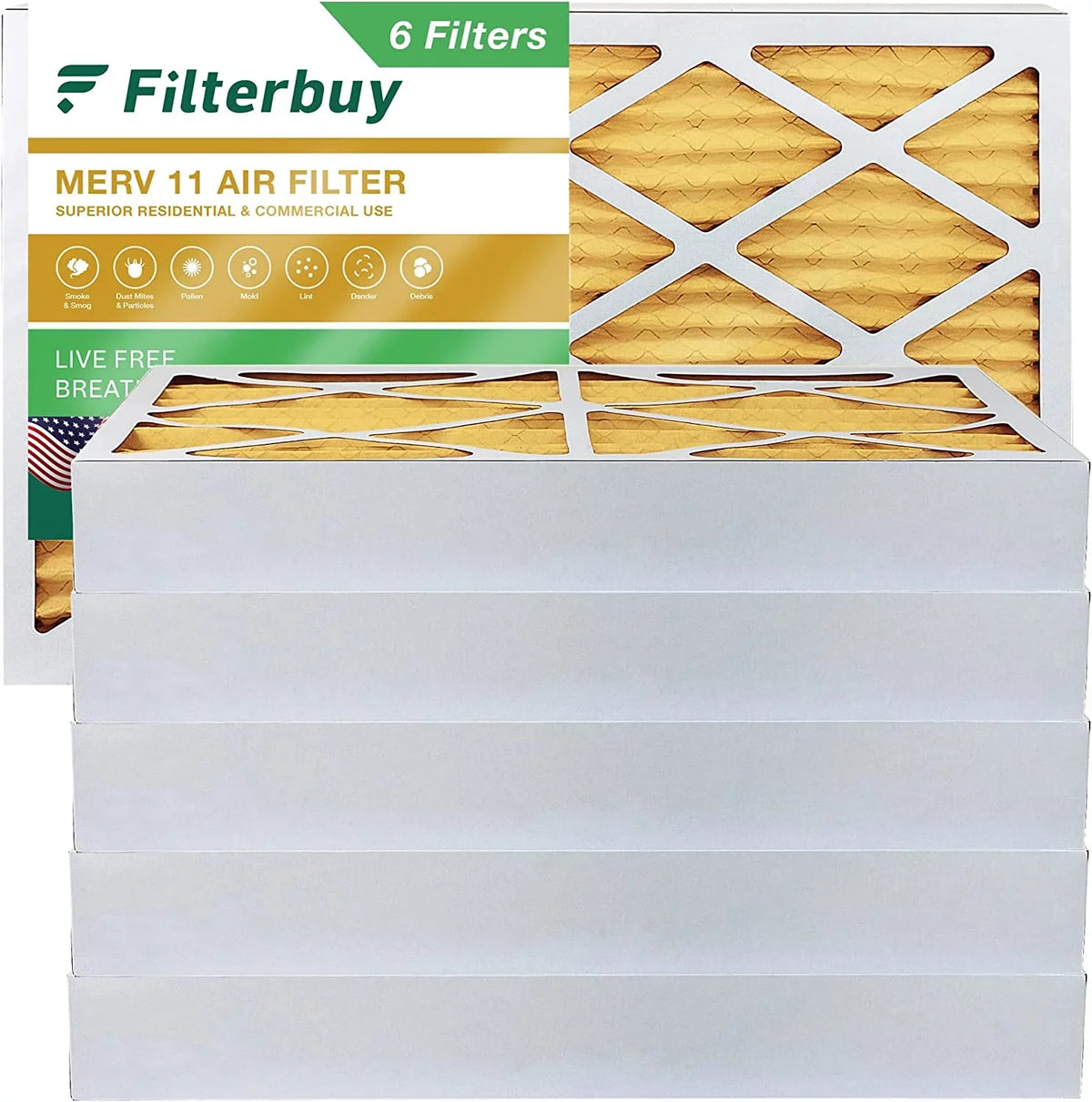 Filterbuy 11 10x18x4 AC (6-Pack) Furnace Filters Air Pleated MERV HVAC