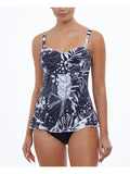 Ruffled Tummy Print Neck GOTTEX Swimdress Black Sweetheart Cups Marbella Women's 8 Stretch by Tropical Adjustable Control PROFILE Fixed