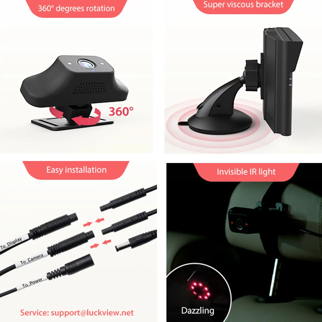 Car Camera Back Seat Camera Baby Observing Driving 3X Car Night Monitor Zoom Baby Camera Luckview While Facing Monitor Safety HD Vision, Rear Baby for Car Seat Car Children Baby