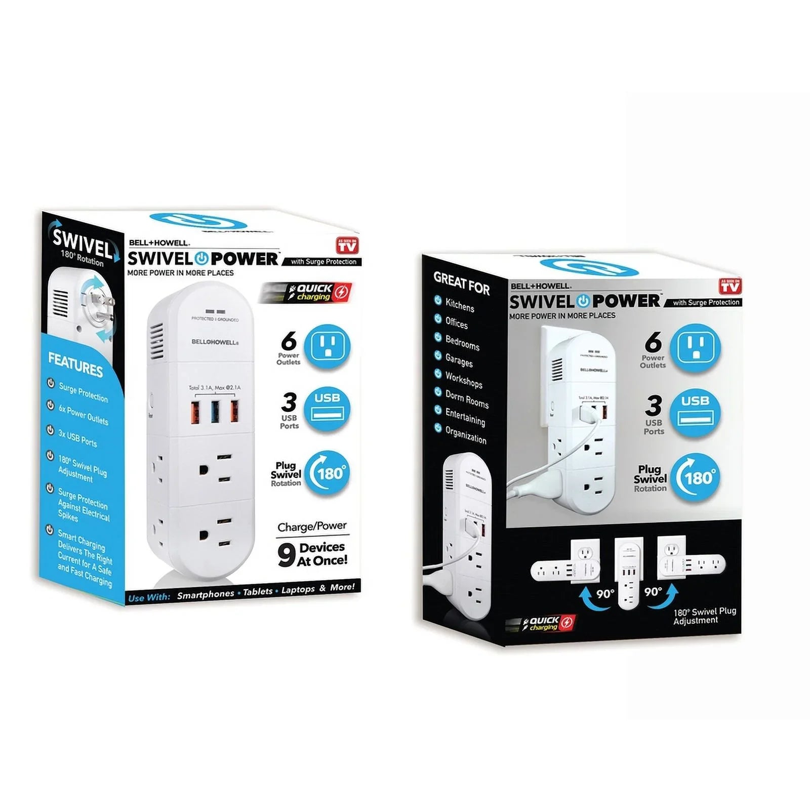 Power Plastic Pc, & Howell Swivel Bell 5-15R Outlet 1 Multiplier Residential Grounding