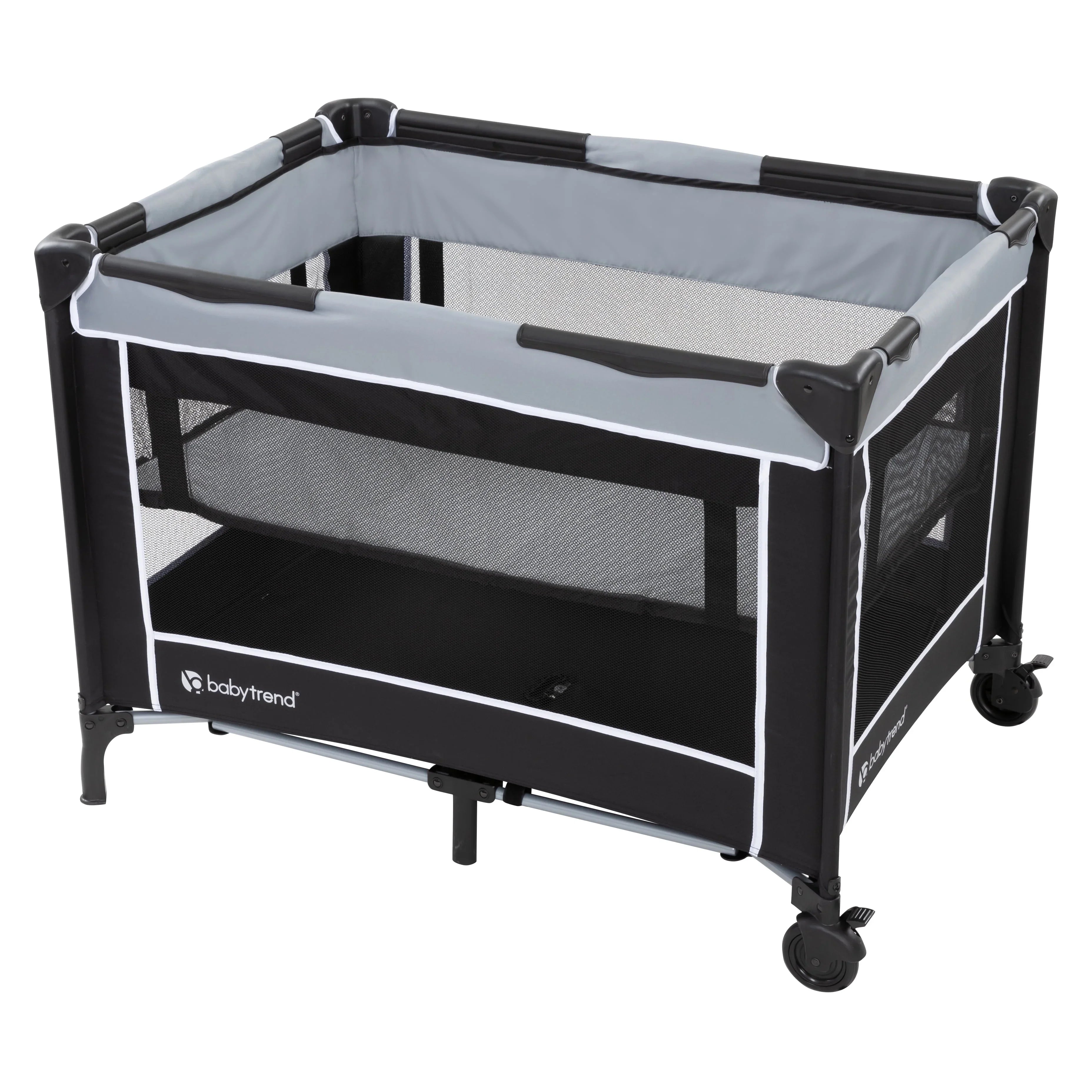 Trend Playard Grey, – with Twinkle Baby Unisex Portable Bassinet Flat