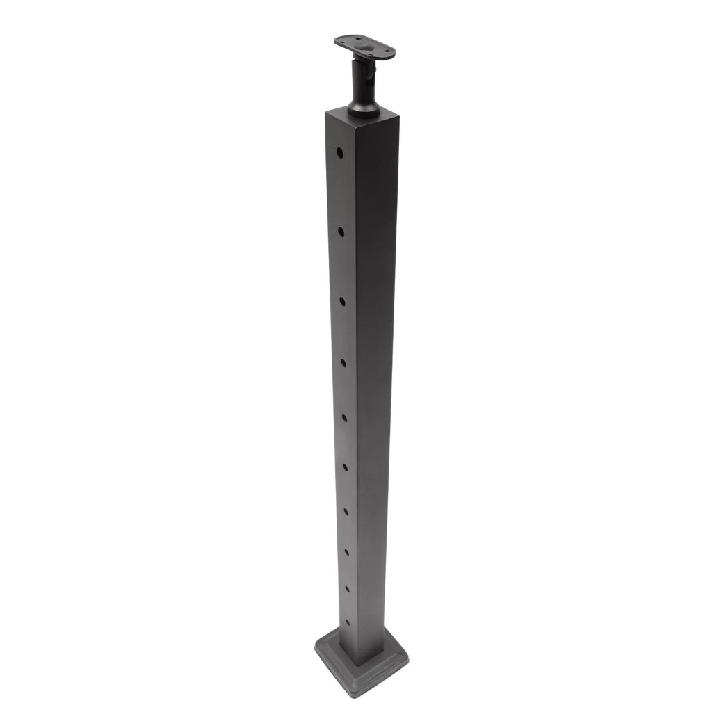 Level Post Black Railing Deck Level 36"*2"*2" Concrete Level Mount drilled Post Top Steel Stainless Adjustable Cable Top Post Wood Finish Line