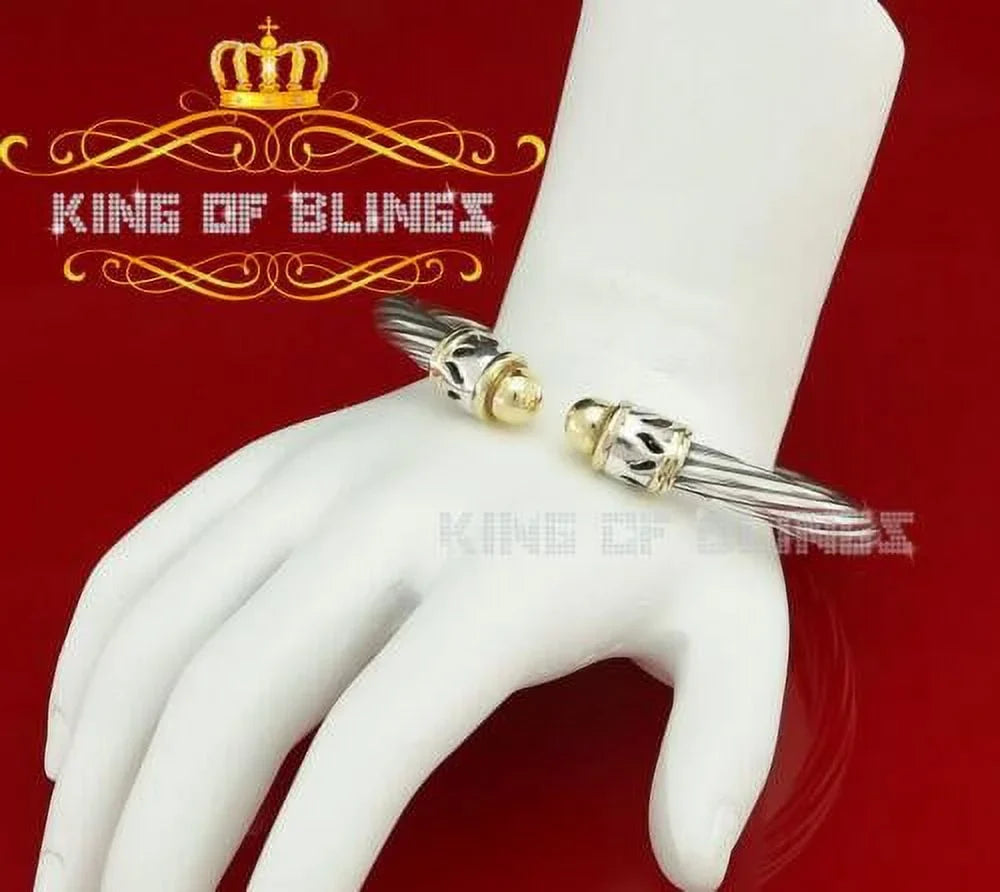 Stones Cubic King for Zirconia Fashion Of Bangle Inch 7 Round Men/Womens Bling's Silver