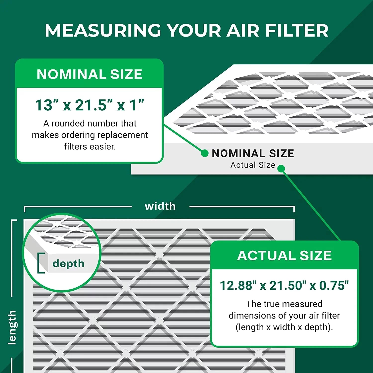 Pleated MERV AC 13x21.5x1 (6-Pack) Air Filters Filterbuy Furnace HVAC 8