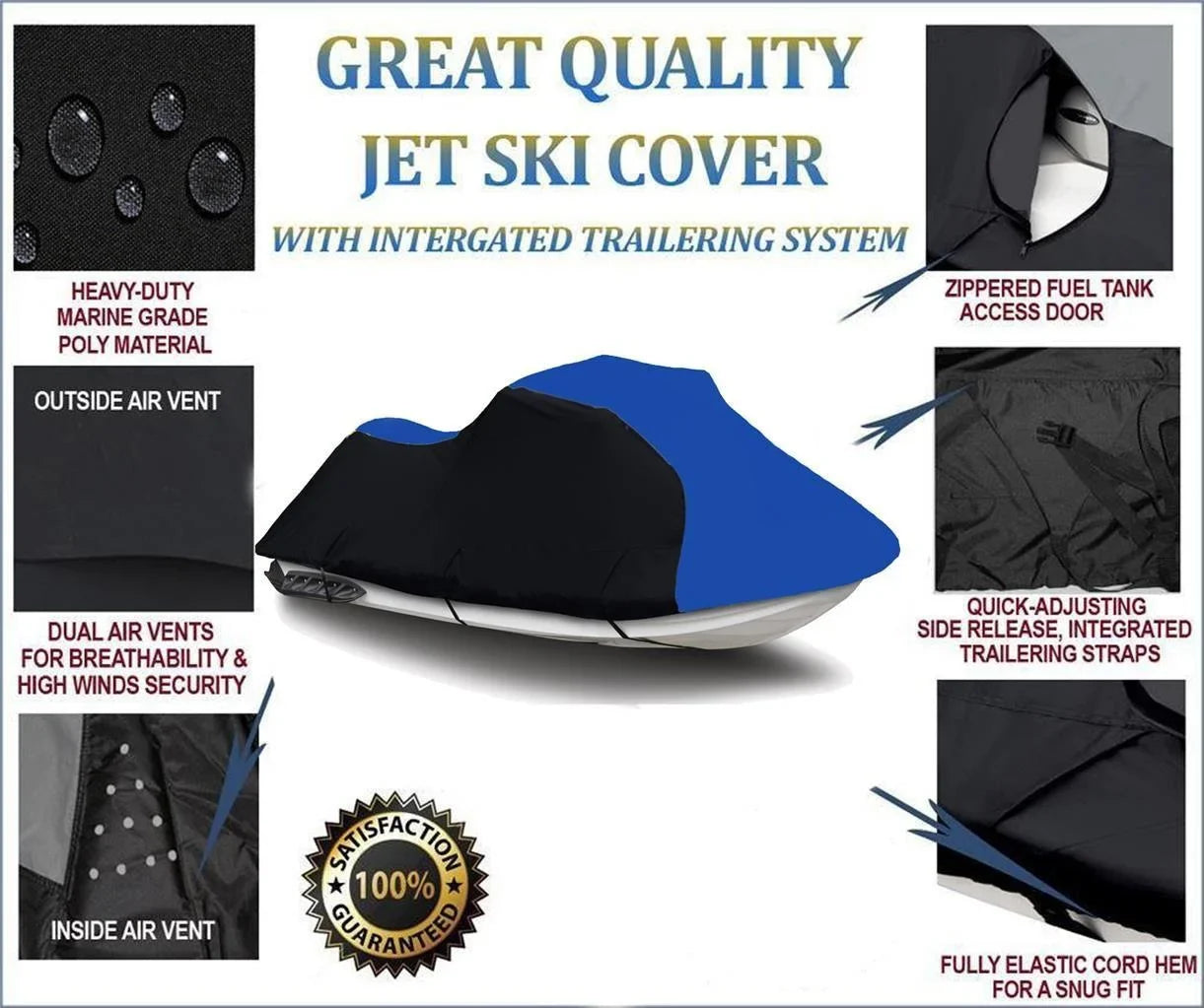 for 2002 Virage / Compatible JET SKI HEAVY-DUTY, Polaris 2001 TXi Cover 600D PWC BLUE BLACK