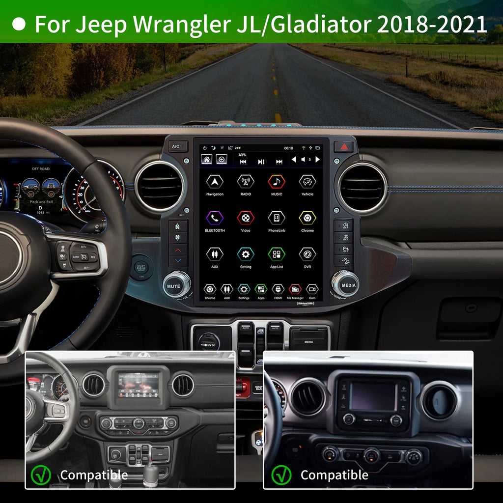2018-2021 Replacement radio Car Linkswell Radio Navigator Screen Jeep 12.1 Apple 4G+64G for inch Truck Gen5 Car Stereo T-style Touch Wrangler GPS SirusXm Auto Gladiator Android Carplay