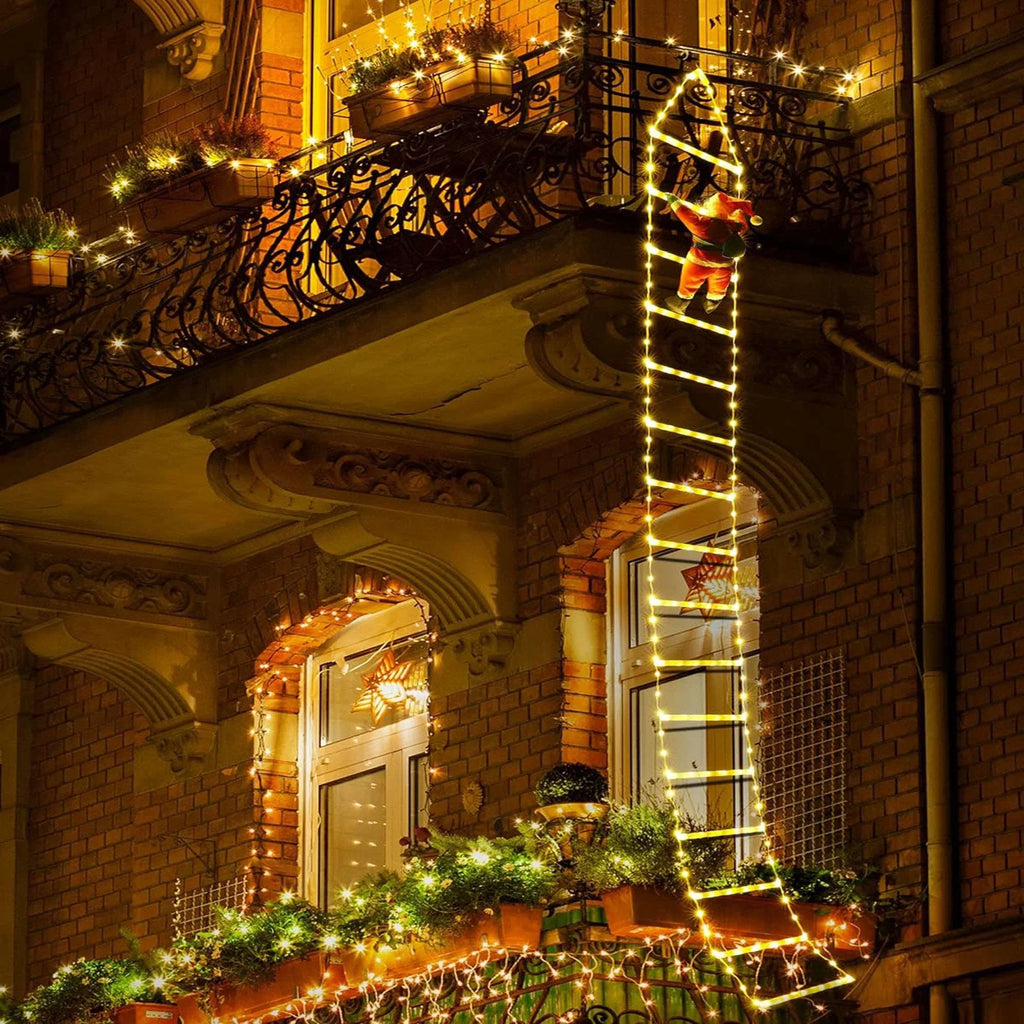 Porch Xmas for Lights Led Tree 10.5 Lava Lights Climbling Wall Ladder with Decor Santa Garden Roof Claus Outdoor Xmas Waterroof Lights Christmas Home ft