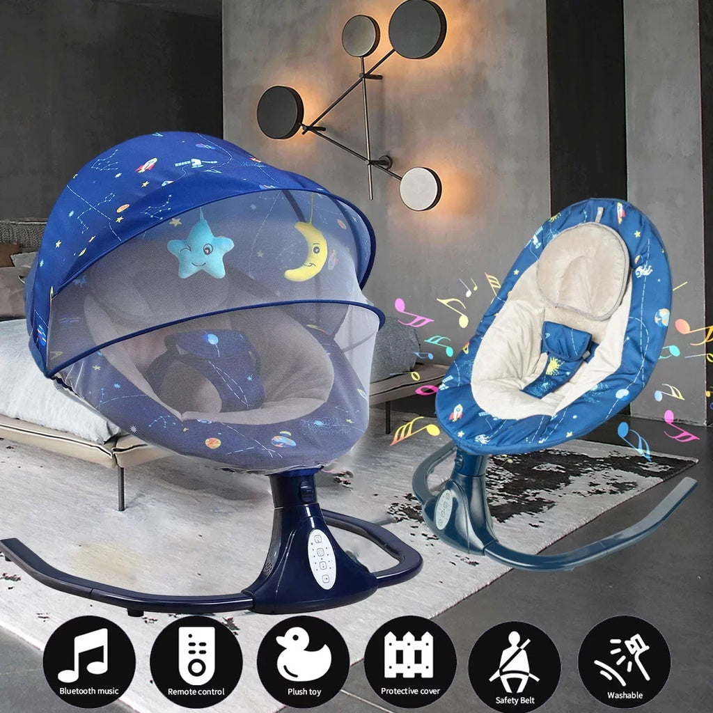 Seat Indoor Bluetooth Outdoor, Baby 3 Positions, 4 Baby with for and Blue Control Infants, Swings Infant Speaker for with Swing Music Swing Speeds Portable Remote and -