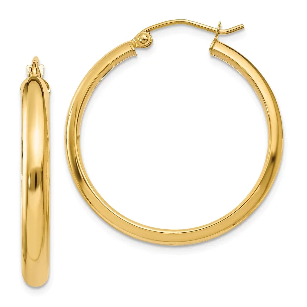 Earrings; Hoop Yellow for and Gold Teens; Tube Men Real 14kt Round and for Adults Women