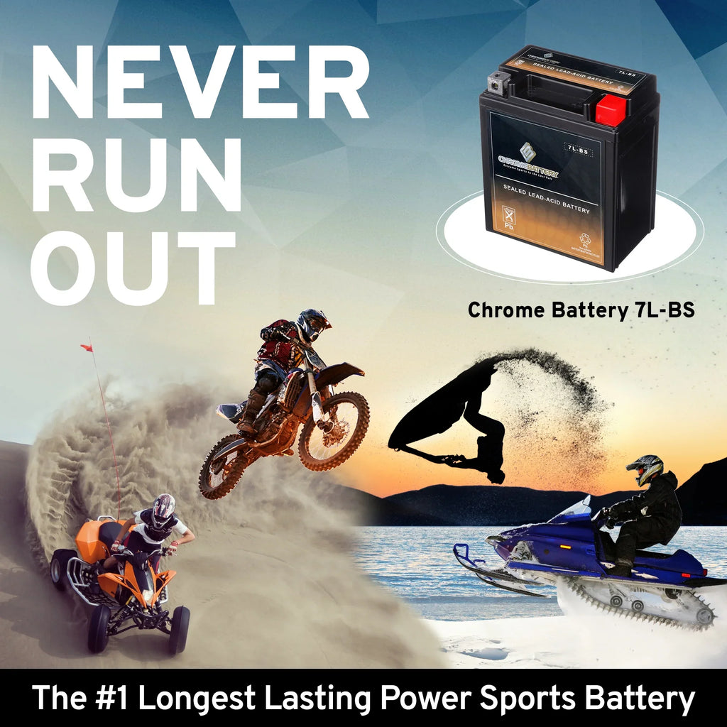 for 12 Kawasaki (7l-bs Kl250 Super 2000 Ah, Sherpa Chrome Battery Volts,6 Cca) Motorcycle Battery Ytx7l-bs 75 250cc