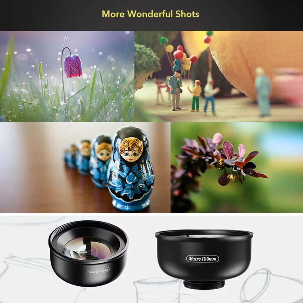 Lens Clip Detachable Coated Optical External Lens Aluminum Distance Shooting Accessory Multi-Layer 4K Macro Camera Cellphone 40MM-70MM HD Alloy