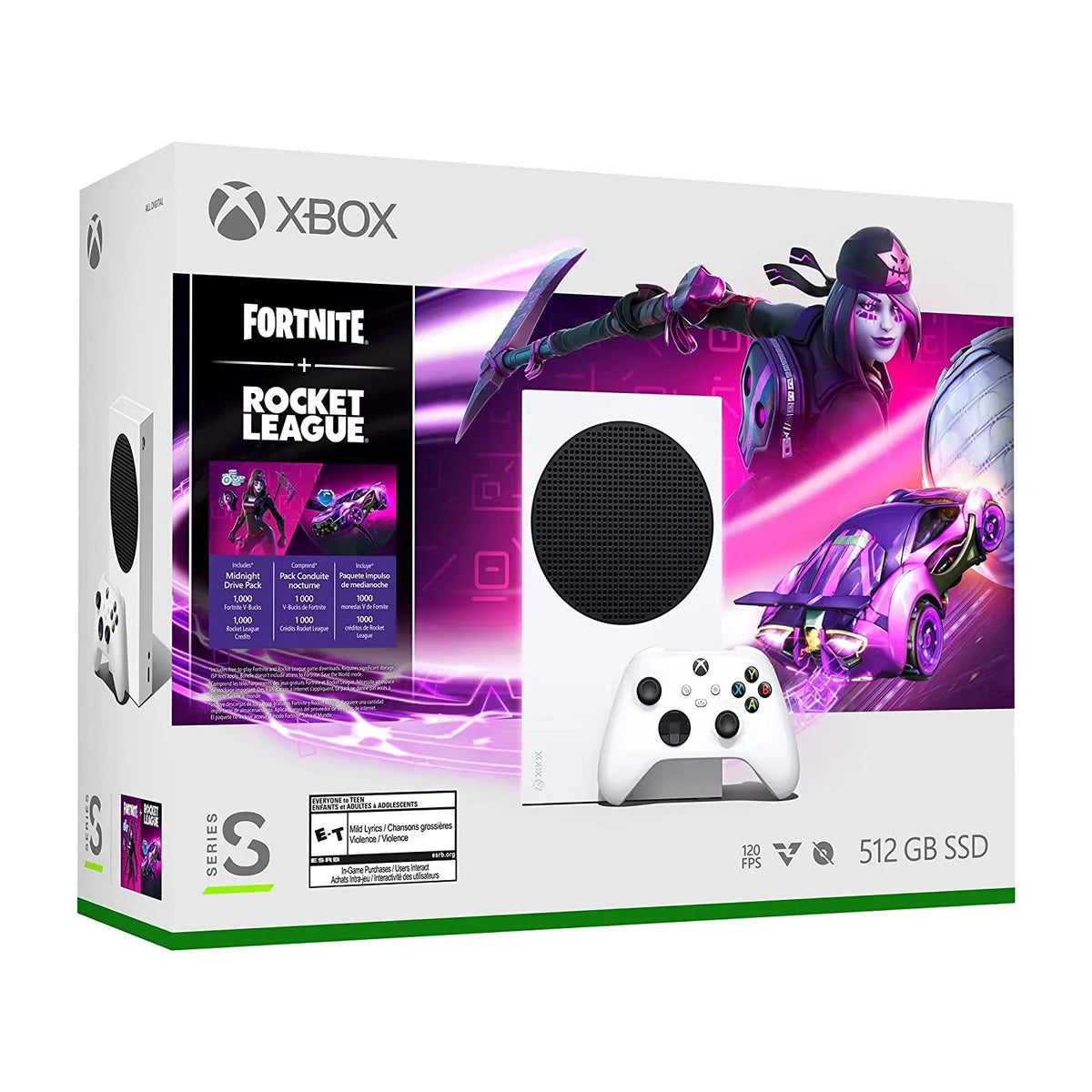 S White, Skin Consoles, Silicone - (Disc-free Rocket 512 & Bundle Fortnite with Charger League Xbox Controller GB – Cover Video + Set Game Series Accessories Batteries and Microsoft Gaming) Bundled