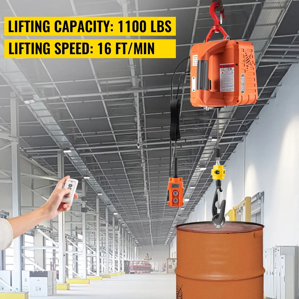 Lifting Crane Hoist Electric Towing VEVOR Portable 3-in-1 Winch Winch, 110V for Power Winch, 1100lbs 1500W Electric Electric Hoist