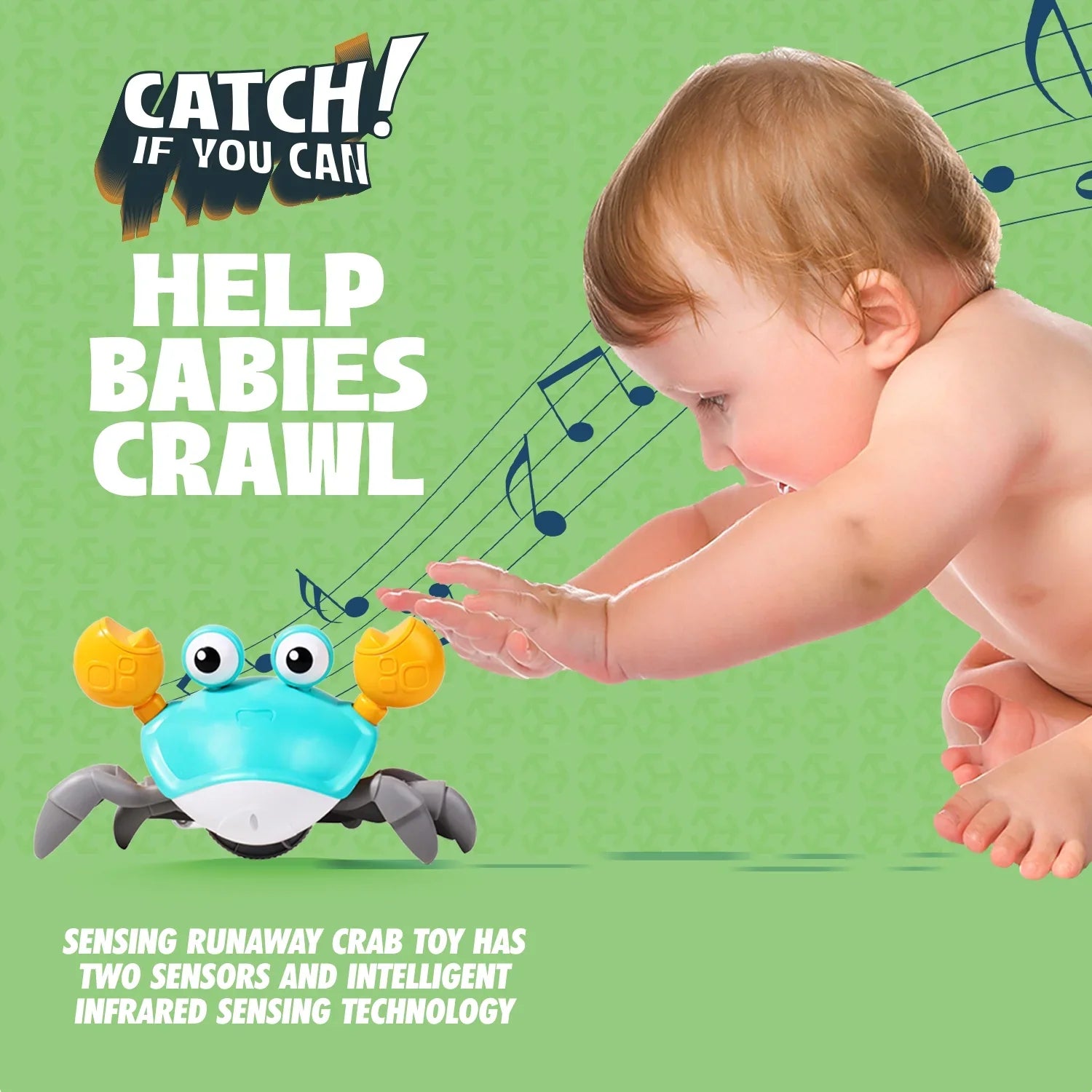 Light 12 Music Ideal Tummy 5 Built-in 11 Kids And 36 With 7 - Crawl Months Birthday Christmas Walking Old For Toddlers 3 9 6 Baby Alyvia Crab & Gift Learning 4 10 8 Toy & Time &