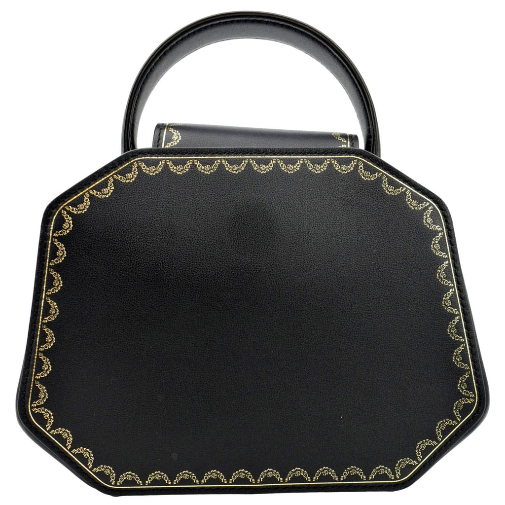 Calfskin Handle Top Mini Leather Black CARTIER Bag Satchel Guirlande Pre-owned