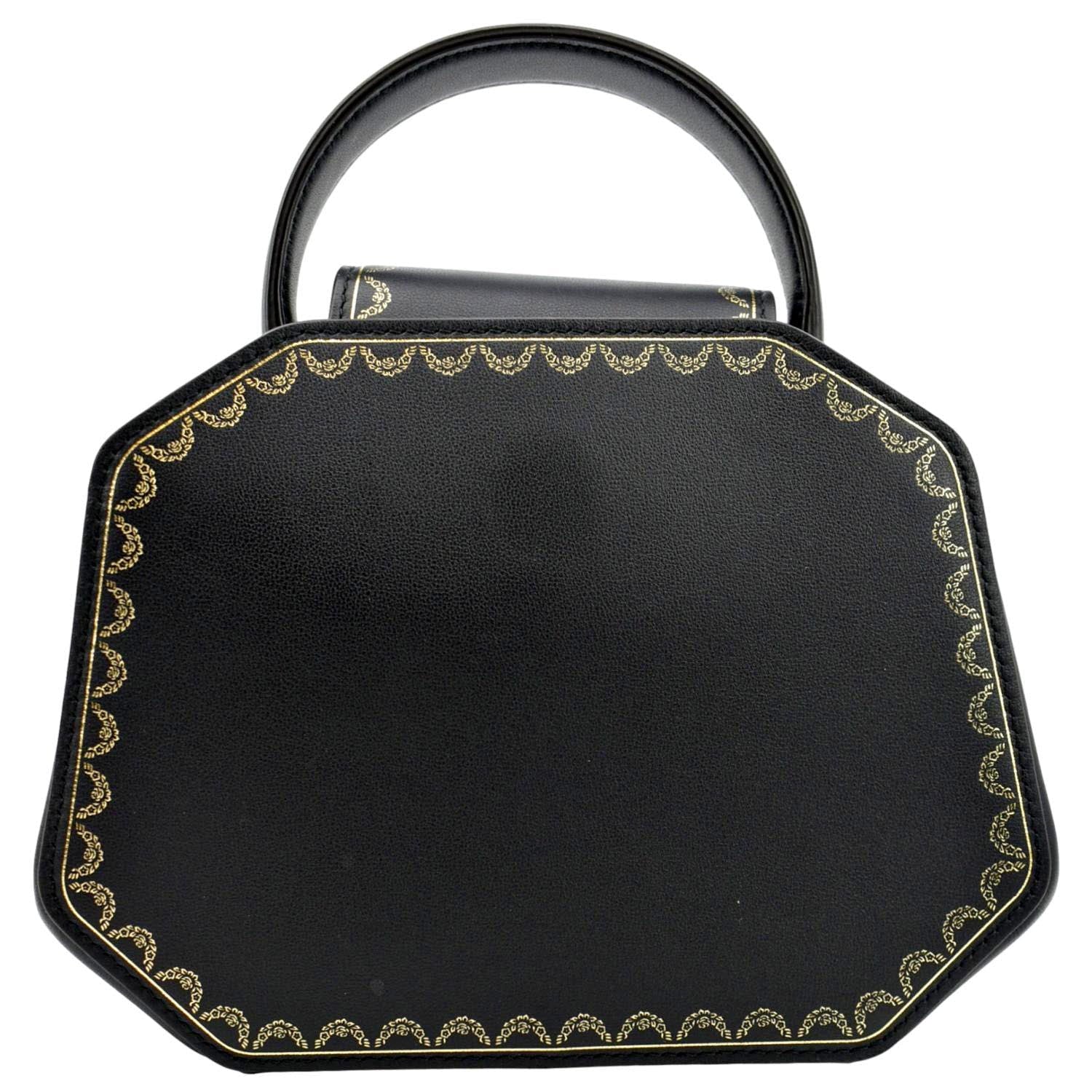 Calfskin Handle Top Mini Leather Black CARTIER Bag Satchel Guirlande Pre-owned
