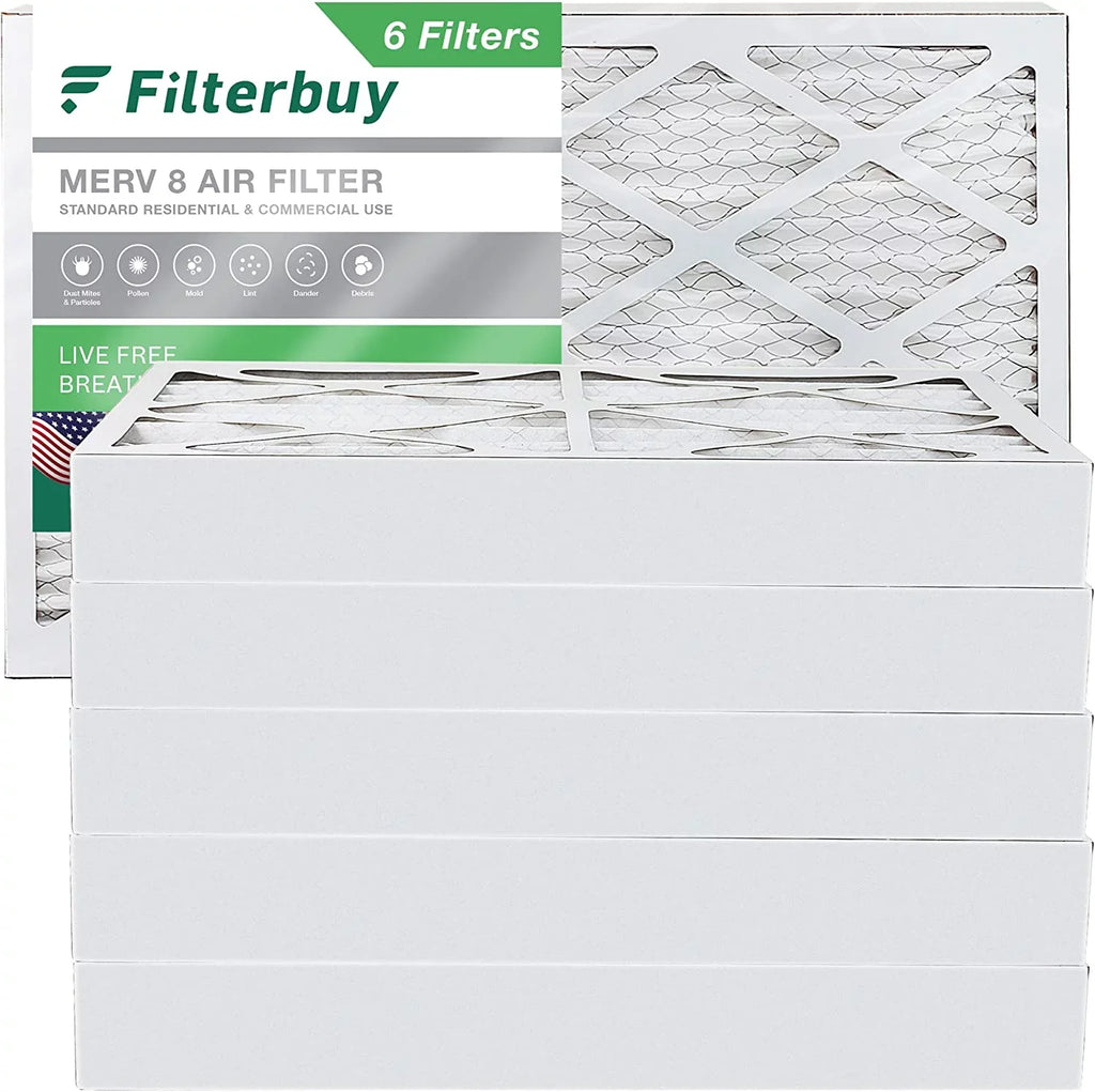 8 MERV Furnace Air HVAC AC 16x25x4 (6-Pack) Filters Pleated Filterbuy