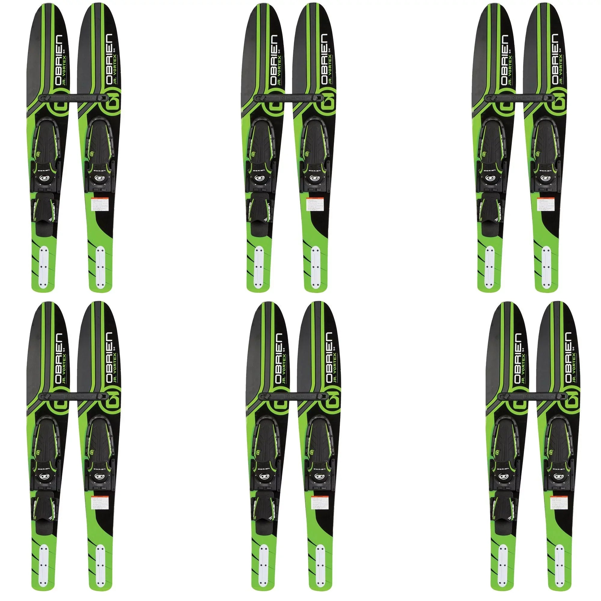 (6 54" Green 7, Pack) Combo Kids Size Size Adjustable OBrien Water Skis, 2-Mens