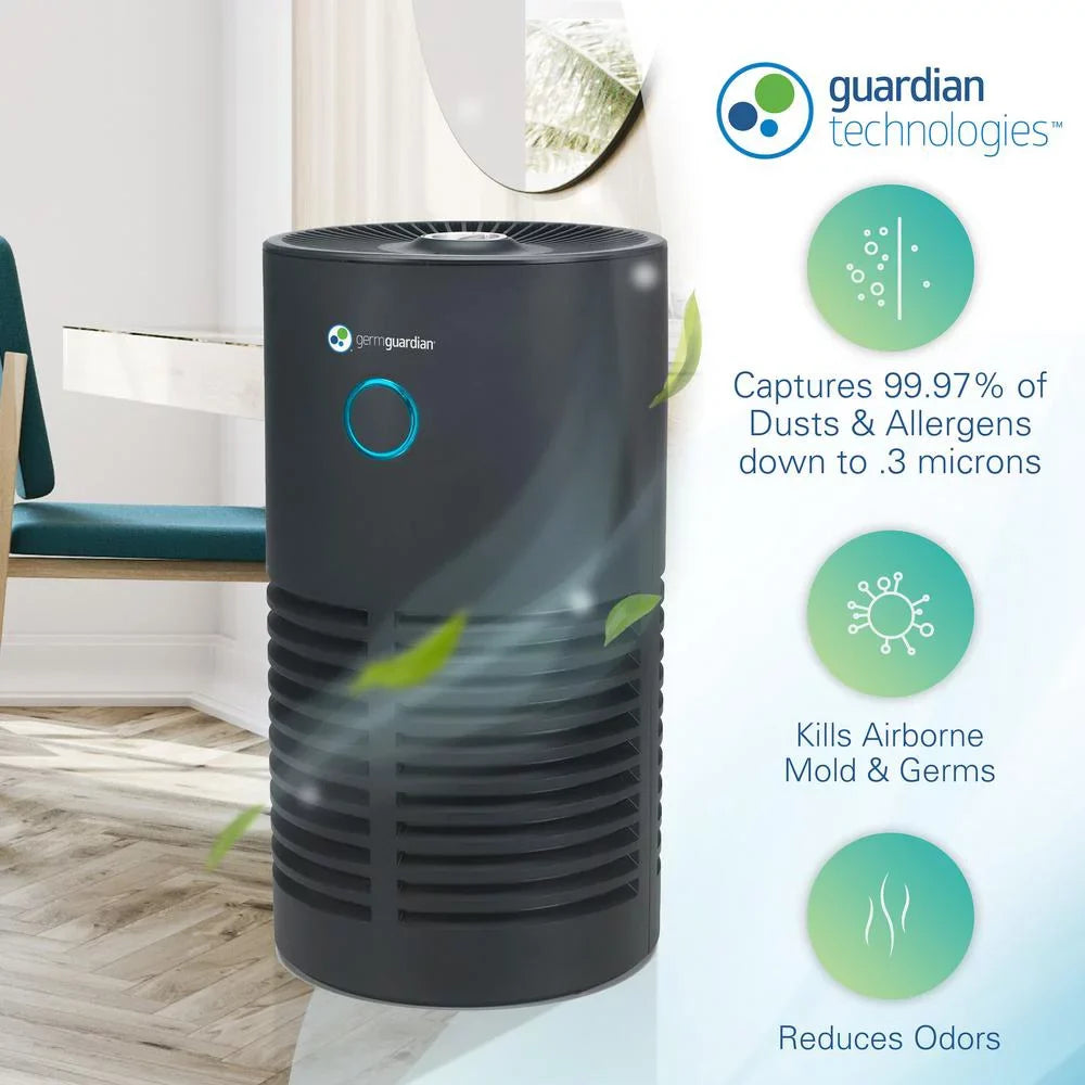 Purifier Smoke, Sq. Removes GermGuardian with HEPA Air 150 Mold, Odors, ft, Filter, UV-C, AC4700BDLX