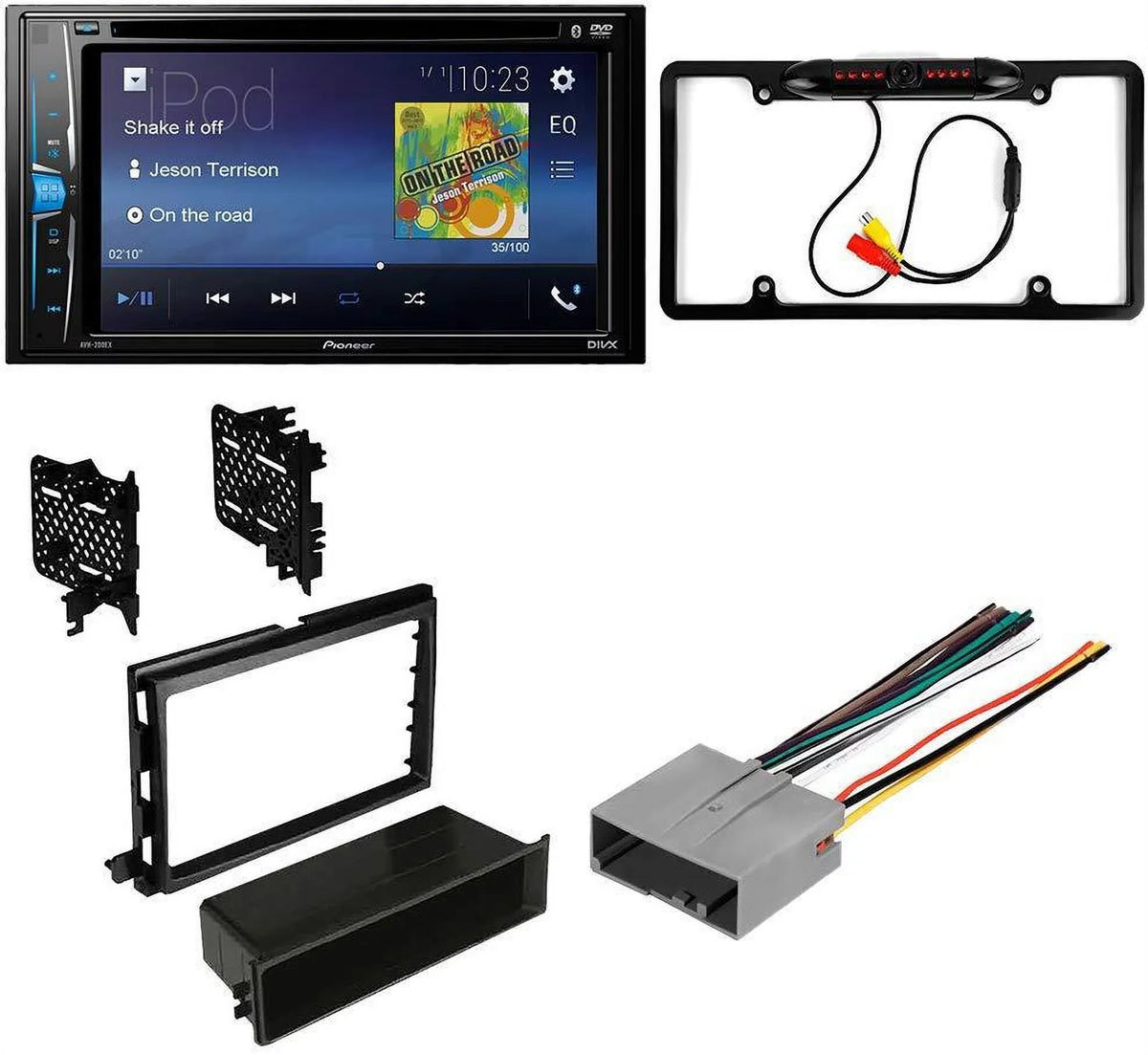 KIT395 Stereo - /Bluetooth Backup Din Bundle Double Pioneer Car 2004-2008 F-150 for with Radio Kit Camera, Mounting Installation and Touchscreen DVD Ford - Kit Multimedia