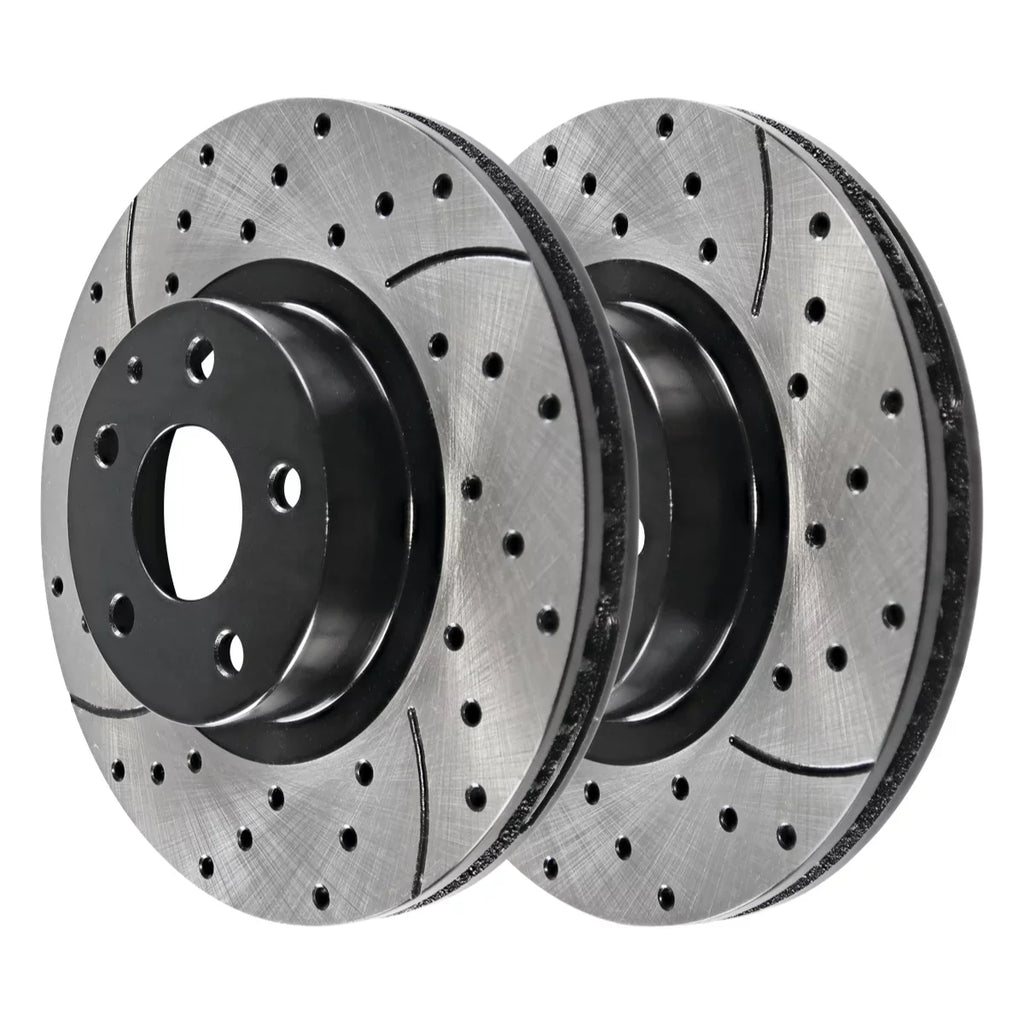 and 2.5L 4 Set 2.0L 2018 Black 2022 AutoShack FWD 2017 BRKPK200 Rotors 2016 CX-5 2019 Rear AWD Slotted Mazda Brake for Replacement 2020 2021 Drilled of Front
